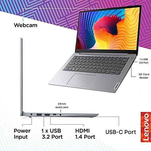 Lenovo 2022 Ideapad 1i 14,0 Laptop HD, processador Intel Pentium Silver N5030, 4 GB de RAM, 512 GB SSD, Intel HD Graphics, Webcam HD,