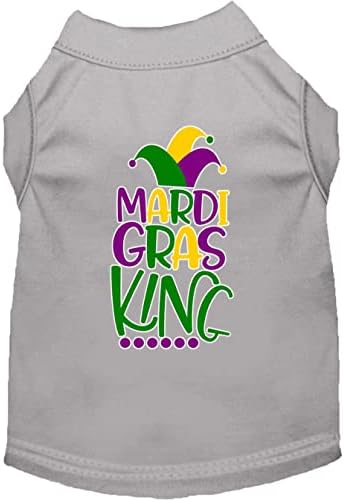 Mardi Gras King Prinha Mardi Gras Dog Camisa Gray Med