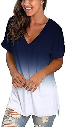 Tops de verão para mulheres, tampos femininos de manga curta V camisetas casuais camiseta casual blusa tops lotos