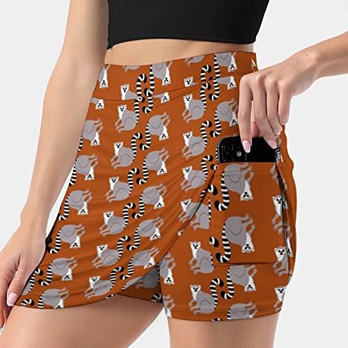 Lemur Um Skort de Skort de High-Wist de Animal Skort A-line Salia curta Double Camada Esportes de Golfe de Golfe