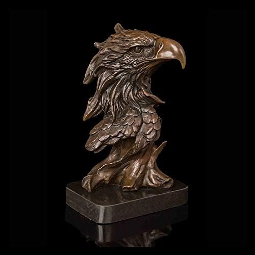 Yfqhdd Bronze Eagle Head Sculpture Statue estátua de vida selvagem Animal Animal Copper Fatuine para acessórios para decoração de casa