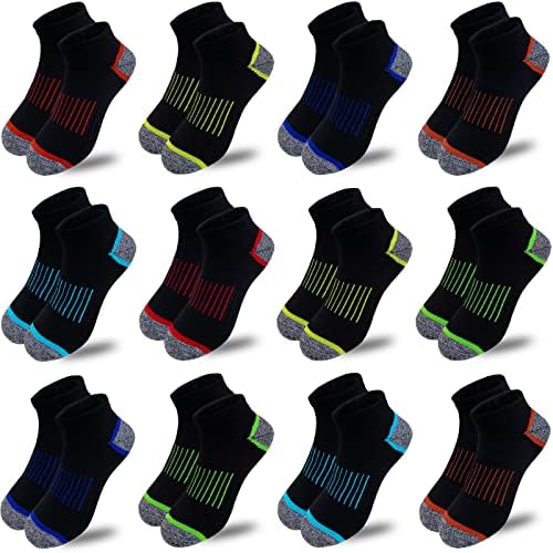 Jamegio Boy Socks 12 Pares Meias de baixo corte infantil Meias esportes de algodão esportivo de tornozelo de tornozelo