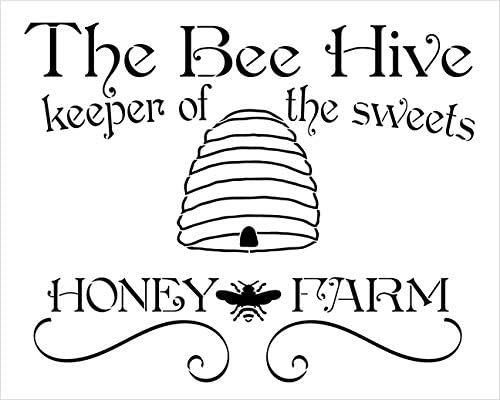 Bee Hive Honey Farm Stencil por Studior12 | Doces do goleiro | Modelo Mylar reutilizável | Pintura placa de madeira