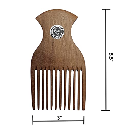 Plai na cabelo/barba Pick/Wooden Afro Pick pente para mulheres e homens - Wood Afro Pick for Natural Black Hair, sem obstáculos,