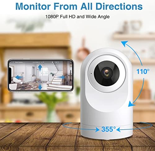 Câmera de segurança inteligente Ghome, câmera sem fio, 360 ° Wi-Fi, câmera de cachorro de estimação inteligente de 1080p com aplicativo
