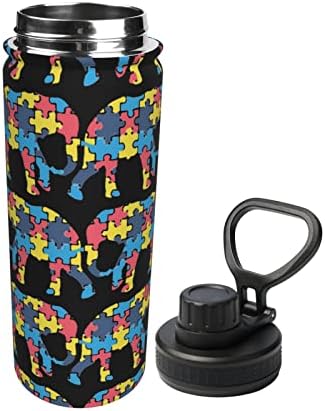 Garrafa de água Autismo-consciência-elefante-gift 18 oz de aço inoxidável aço isolado balão largo com tampa de bico