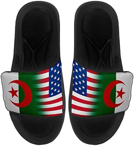 Sandálias/slides Slide -on -slides expressos para homens, mulheres e juventude - Bandeira da Argélia - Argélia Flag