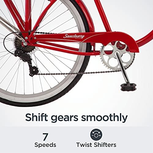 Schwinn Sanctuary 7 Comfort Cruiser Bike, com quadro de passo a aço de 18 polegadas/aço médio de estilo retrô e