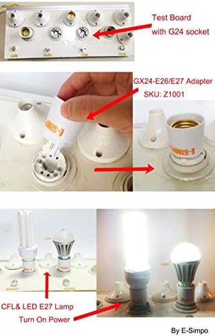 E-SIMPO®GX24Q TO E26 LAMP BASE BASE, Nova geração! Adaptador GX24Q-3, 15,5 mm 4pin, G24Q a E26, GX24Q a E26, conversor do suporte