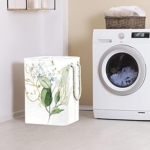 Deyya Cestas de lavanderia à prova d'água Alto resistente aquarela dobrável aquarela Herb Bouquet Impressão cesto para crianças adultas