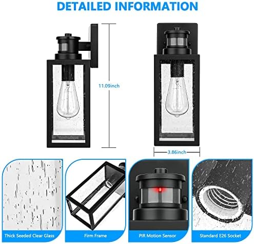 Lanternas de parede externa do sensor de movimento de 2 pacote, Atualize o anoitecer para o milhar