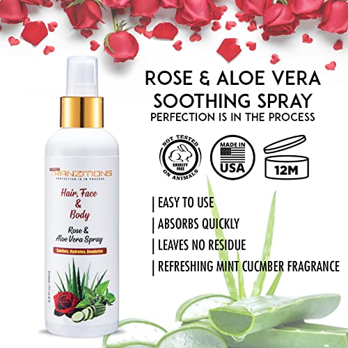 Aloe Vera & Rose Water for Hair for Locs - Spray hidratante para dreads de água de água de rosas orgânicas - Nutrição e