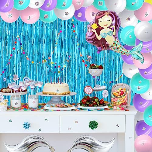 Little Mermaid Party Supplies 208pcs, decorações de festas de sereia para a princesa Ariel Birthday Party Fringe Curtain