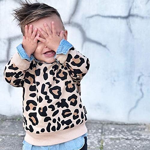 Criança infantil menino menino meninas camisa de suéter de leopardo