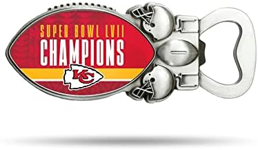 Rico Industries NFL Kansas City Chiefs 2023 Super Bowl Champions abridor de garrafas de garrafa de garrafa magnética, aço inoxidável,