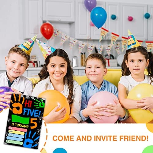 Detiho 4 x 6 oi cinco cartões de convite para festas de aniversário com envelopes - Festa de cinco anos - 5º aniversário