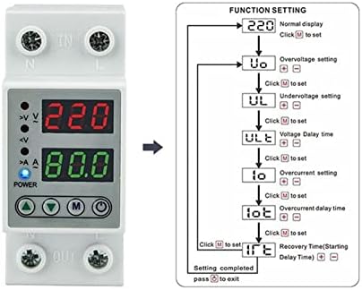 Halone 1pcs 40A 63A Ajustável digital sobre AMP sob tensão Protetor de tensão Display Dual 230V DIN RAIL RELA LIMITE