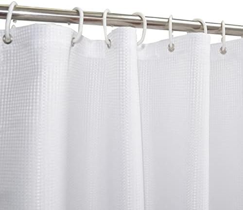 Yisure Curta de chuveiro curta para a banheira Walkin 60 polegadas de comprimento, tecido de waffle branco Texturize a cortina