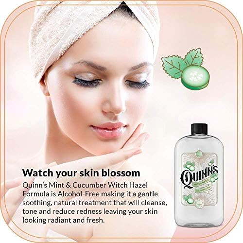 CUCUME DE HAVILAÇÃO DA CAVALIZAÇÃO DE QUROLOTH DE QUINN E MINTA 16 OZ. & Toner facial sem álcool de Quinn névoa com água de rosas pura