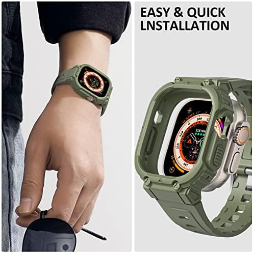 Hatalkin para Apple Watch Ultra Band com Ultra Case 49mm, Bandas Rugged Protector Men Mulheres Ultra Acessórios Compatíveis para