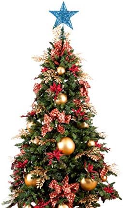 Freci Christmas Tree Topper Glittering Tree Star Topper Decoração pendurada para Ornamentos de decoração de Tree Tree Tree - azul