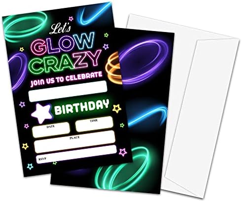 Convite de festa de aniversário colorido de Tiofuno, vamos brilhar convites loucos de preenchimento para meninos e meninas-20 convites