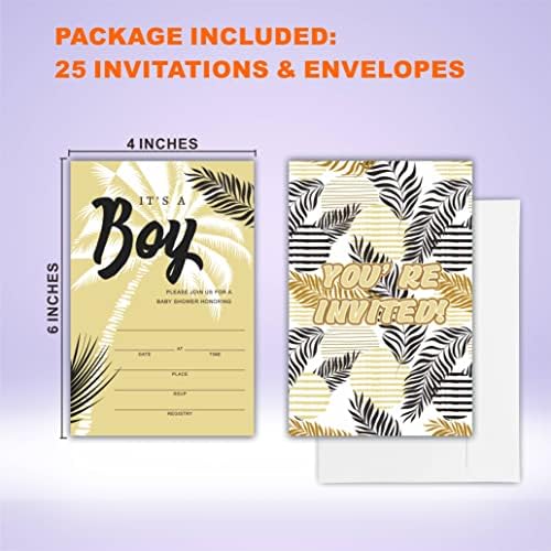 GOXZYN TROPICAL PRAIA ENVITAÇÕES DO COMBRARO DE BEBÊ, É um menino! 25 cartões de convite de dupla face com envelopes-chá