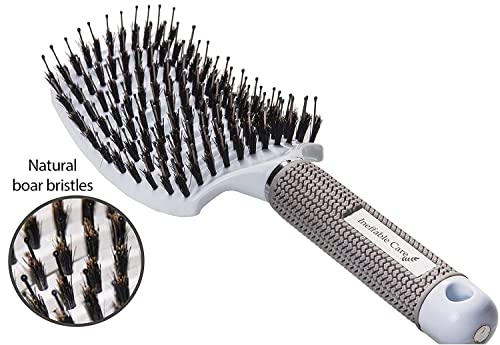 Conjunto de escovas de cabelo de cerdas de javali - curvado e ventilado para pincel de cabelo molhado e seco para mulheres longas,