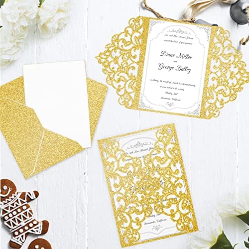 Cardstock de Gold Glitter de 100 folhas 8,5 x 11 Duas lados, Goefun 80lb ON-Shed Shimmer Glitter Paper para festas de casamento,