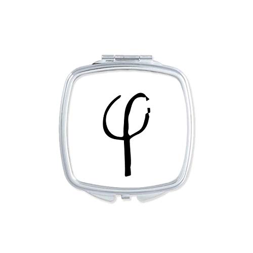 Alfabeto Grego Phi Black Silhouette Mirror Portátil Compact Pocket Makeup Double -sidesed Glass