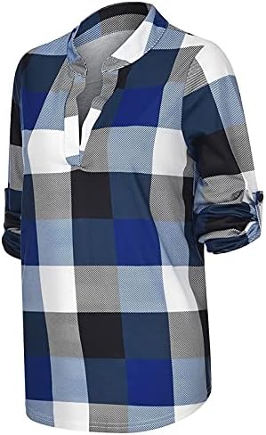 Fragarn Women Casual Casual Manga longa Camisa xadrez de camisa feminina de camisa feminina