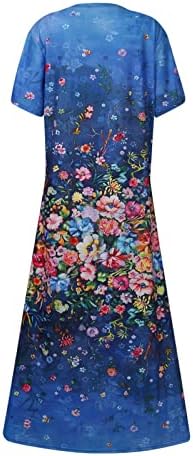 Vestidos femininos qfvzhy 2023 Party Summer Fashion Casual Manga curta V vestidos de estampa floral de pescoço de