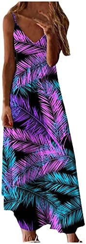 Vestidos de verão wpoumv para mulheres com estampa floral sem mangas contra vestido maxi vestido casual solto longa vestido