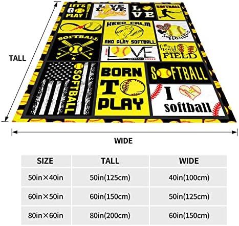 Riediovs Vizibwis Softball Clanta 60 x 50-Presentes de bola de bola para meninas amantes de mulheres esportes jogam cobertor