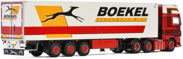 WSI para DAF XF Super Cab My2017 6x2 Twinsteer Reefer Trailer-3 eixo Boekel Leegwater Transporte 1:50 Modelo pré-construído