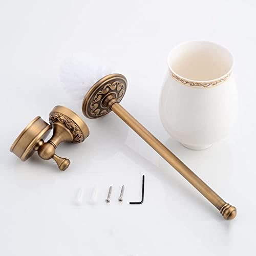 Escova de vaso sanitário para banheiro com porta, escova de vaso sanitário e suporte com alça de cobre, acessórios de banheiro