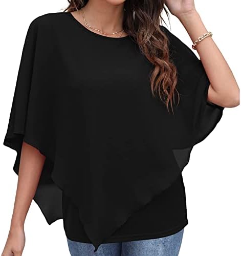 Meninas adolescentes Capa de outono de inverno 2023 3/4 Manga Kaftan Chiffon Crew pescoço Baço de pescoço Basic lounge cape roupa