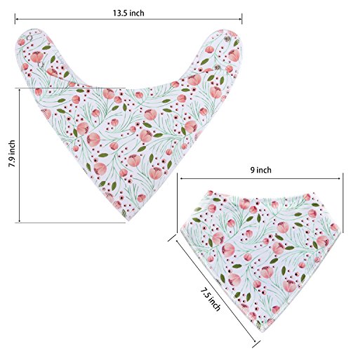 Bibs baby bandana de 10 pacote para meninas com snaps ajustáveis, algodão orgânico macio e absorvente recém-nascido, babadores