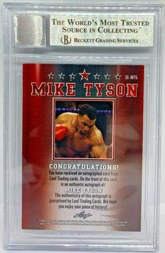 Mike Tyson assinou cartão de negociação de folhas semt5 le 5 vermelho Beckett Bas classificado 10 - Cartões de boxe autografados