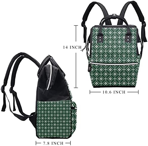 Mochila de fraldas de botão geométrico tradicional de botão verde tradicional