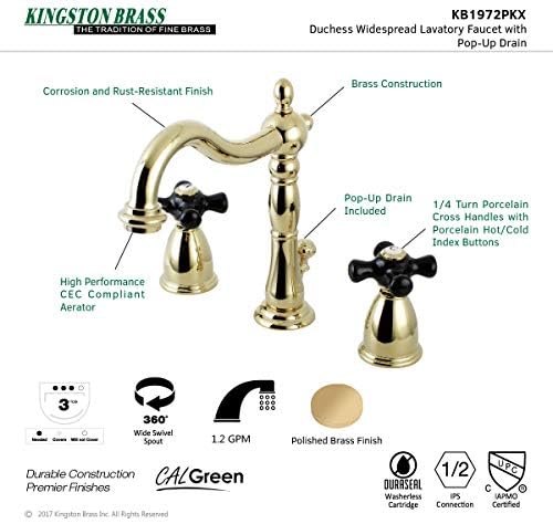 Kingston Brass KB1972PKX Torneira de lavatório generalizada com pop-up de varejo e alcance de 6-1/2