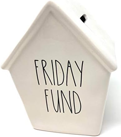 Rae Dunn Friday Fund Piggy Coin Money Bank Birdhouse Design, branco