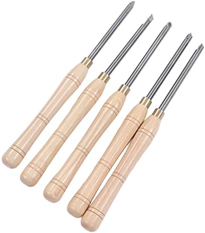 5pcs alça de madeira ferramenta de giro destacável Torno de torno de cinzel em tamanho real para carpinteiros, escultores