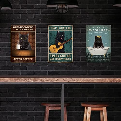 Gato de café globleland antes de café eu odeio todo mundo vintage metal lin signo de placa poster retro metal parede decorativa lata