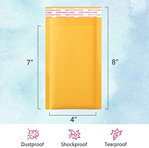 UCGOU Kraft Bubble Mailers 4x8 polegadas 50 pacote de envelopes acolchoados amarelos 000 pacotes de correspondência