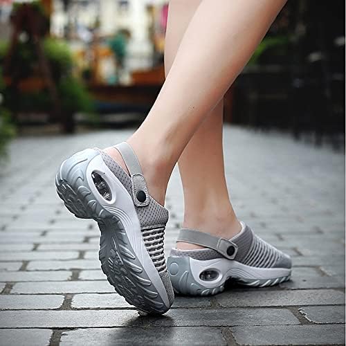 Yuews Women Diabetal Walking Air Cushion Ortopedic Shop-On Shoes Bratable com Arco Suporte Mesh Mula Sandálias de Tênis