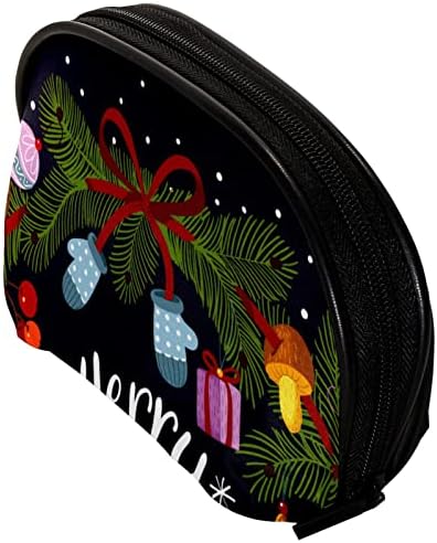 Tbouobt Makeup Bag Zipper Bolsa Travel Organizador cosmético para mulheres e meninas, Feliz Christmas Cartoon Wreath