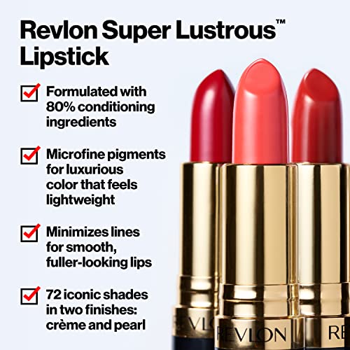 Lipstick por Revlon, batom super lustroso, lipcolor de alto impacto com fórmula cremosa hidratante, infundida com vitamina