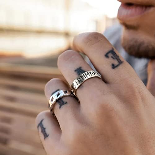 Bestyle viking nórdico runas anel ringue ring silver band anel para homens mulheres, o anel de dedo indicador legal,