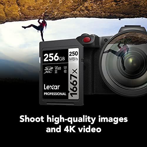 LEXAR PROFISSIONAL 1667X 64GB SDXC UHS-II CARTS DE MEMÓRIA, C10, U3, V60, Vídeo Full-HD e 4K, até 250 MB/S, para fotógrafo profissional,